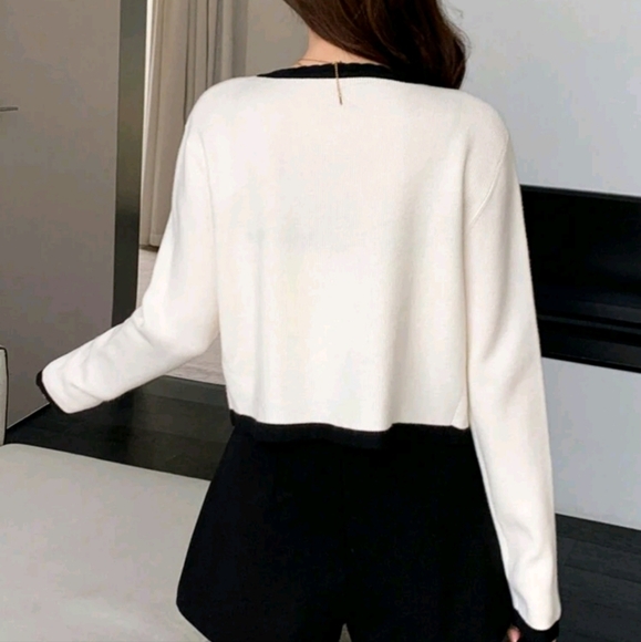 2pcs/Set Women Contrast Color Sleeveless Cardigan - Picture 4 of 4